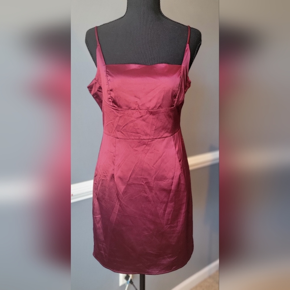 Windsor Satin Burgundy Slip Dress